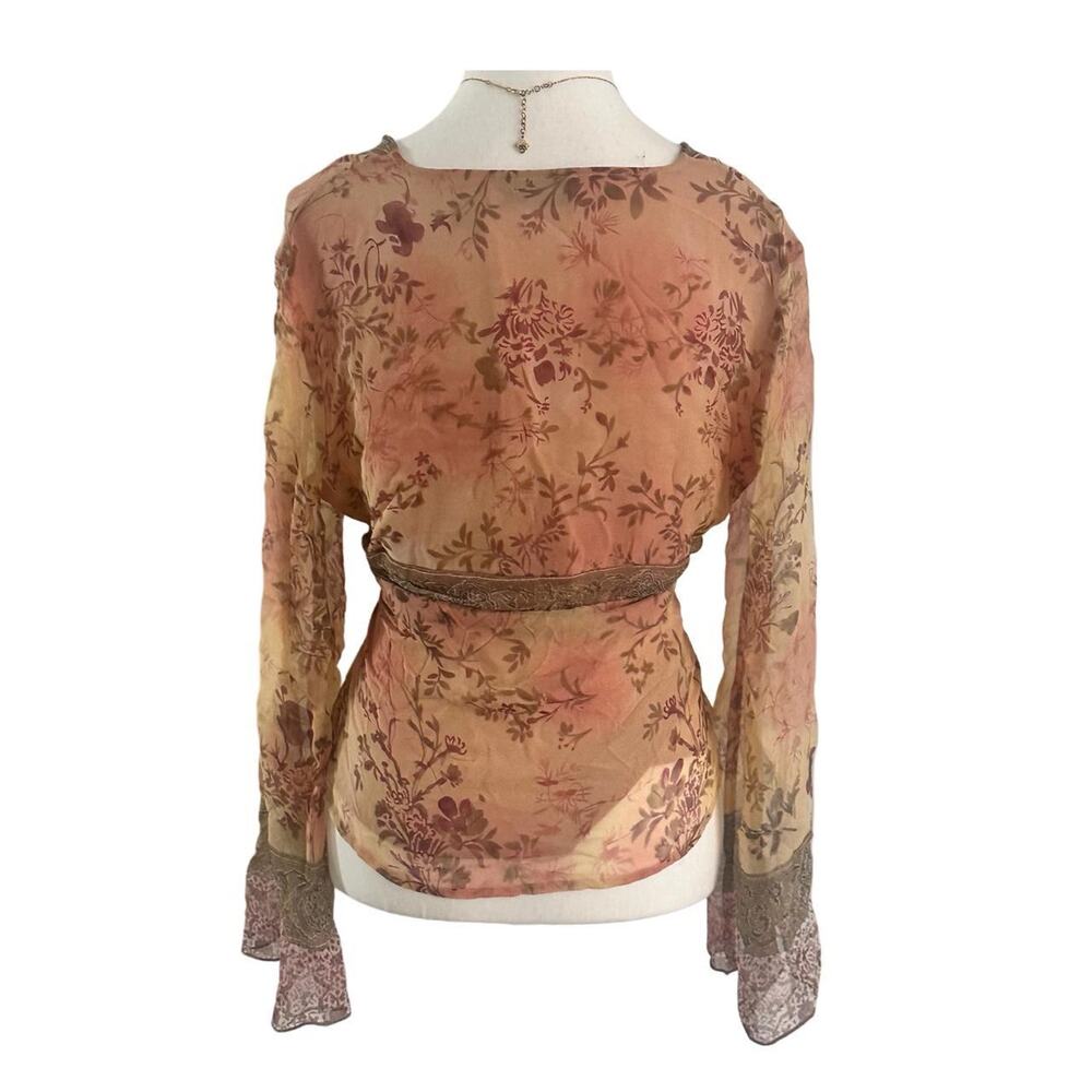 New York City Design Co 100% Silk Size Medium Vintage Cottage Core - Fairy Top - Picture 2 of 4